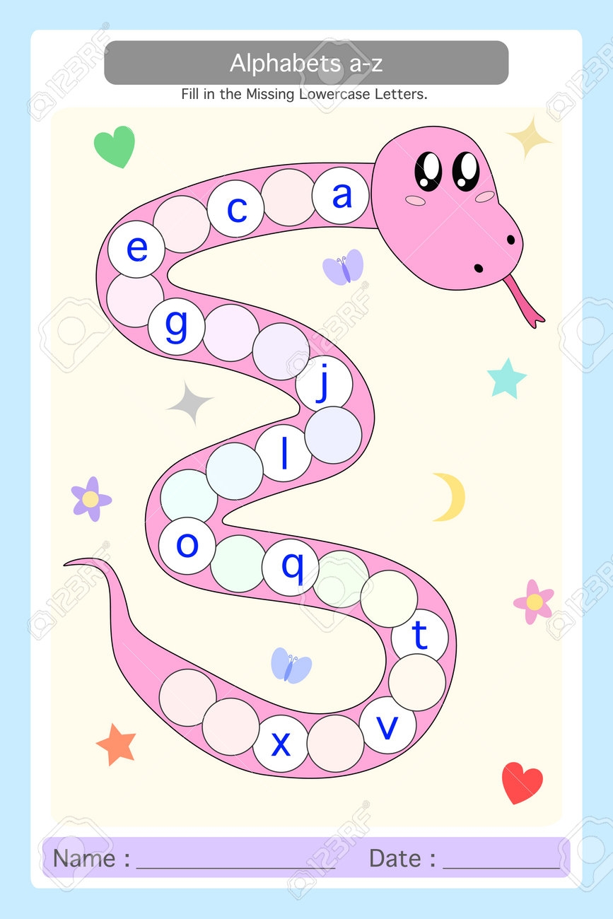 Worksheet Lowercase Alphabet A z Write The Missing Letters On The 