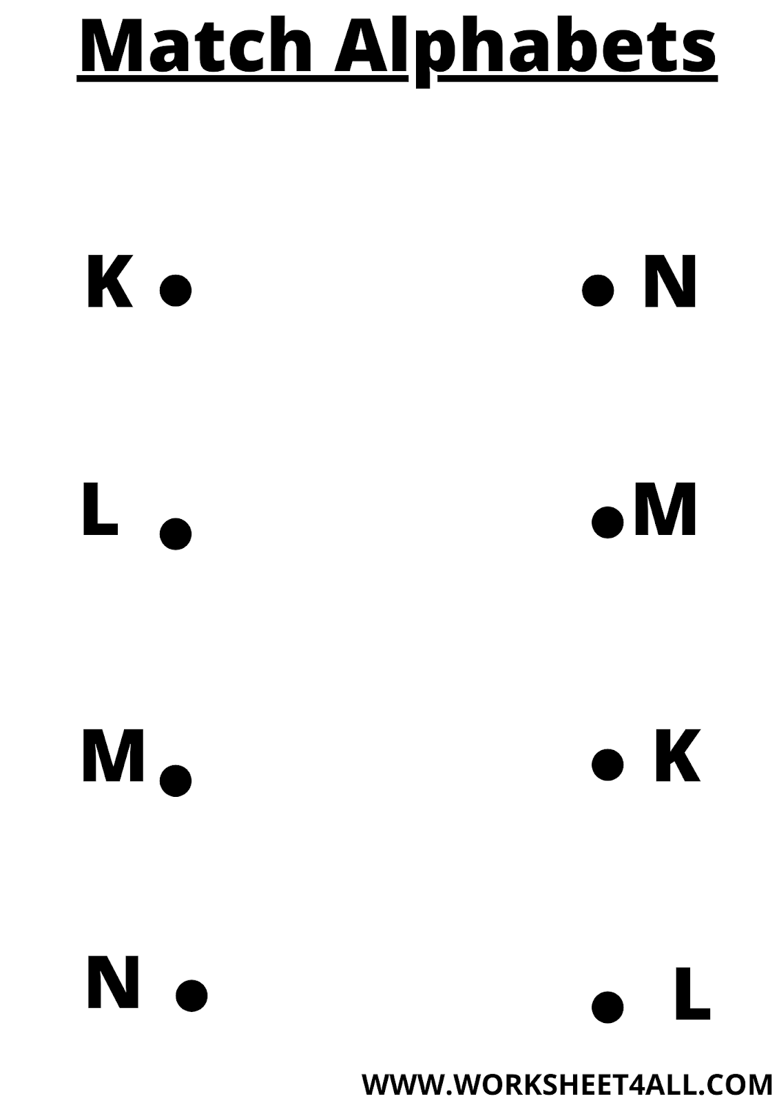 Worksheet4All Free English Worksheets Alphabet Matching