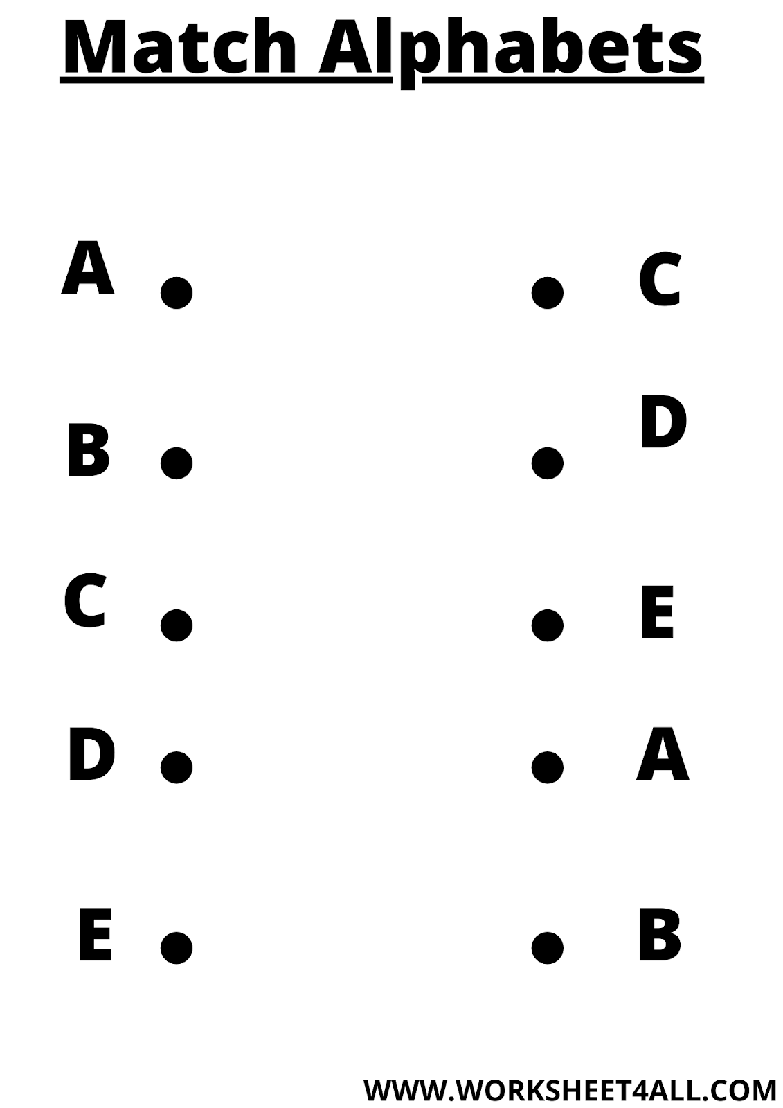 Worksheet4All Free English Worksheets Alphabet Matching